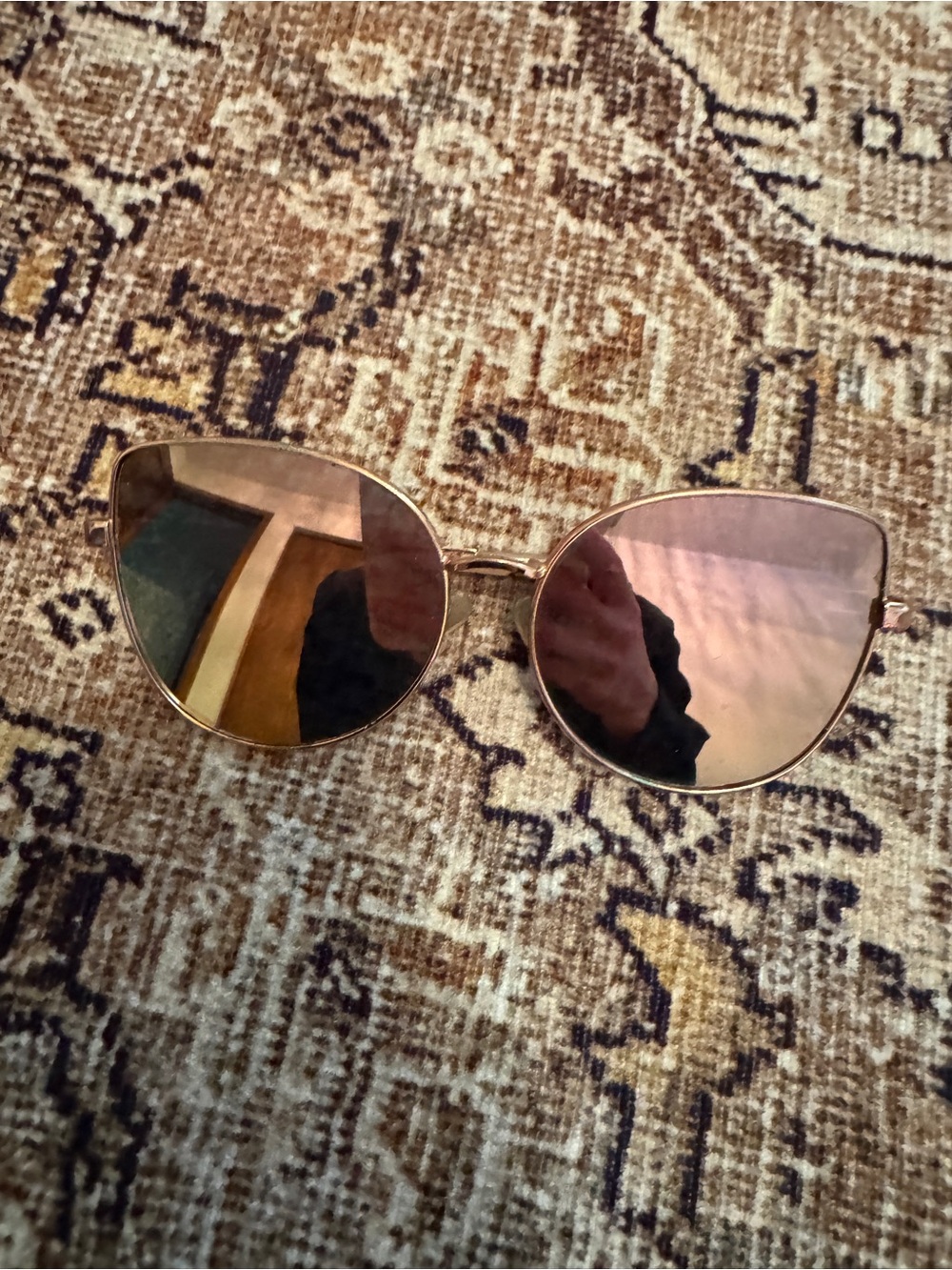 Gold Frame Rose Tint Cat-Eye Sunglasses - Women Accessories